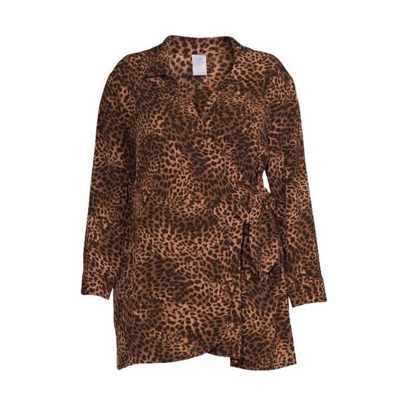 Lightweight Cheetah Print Wrap Kimono Cardigan Jacket CoverUp Size 2X - Picture 4 of 7